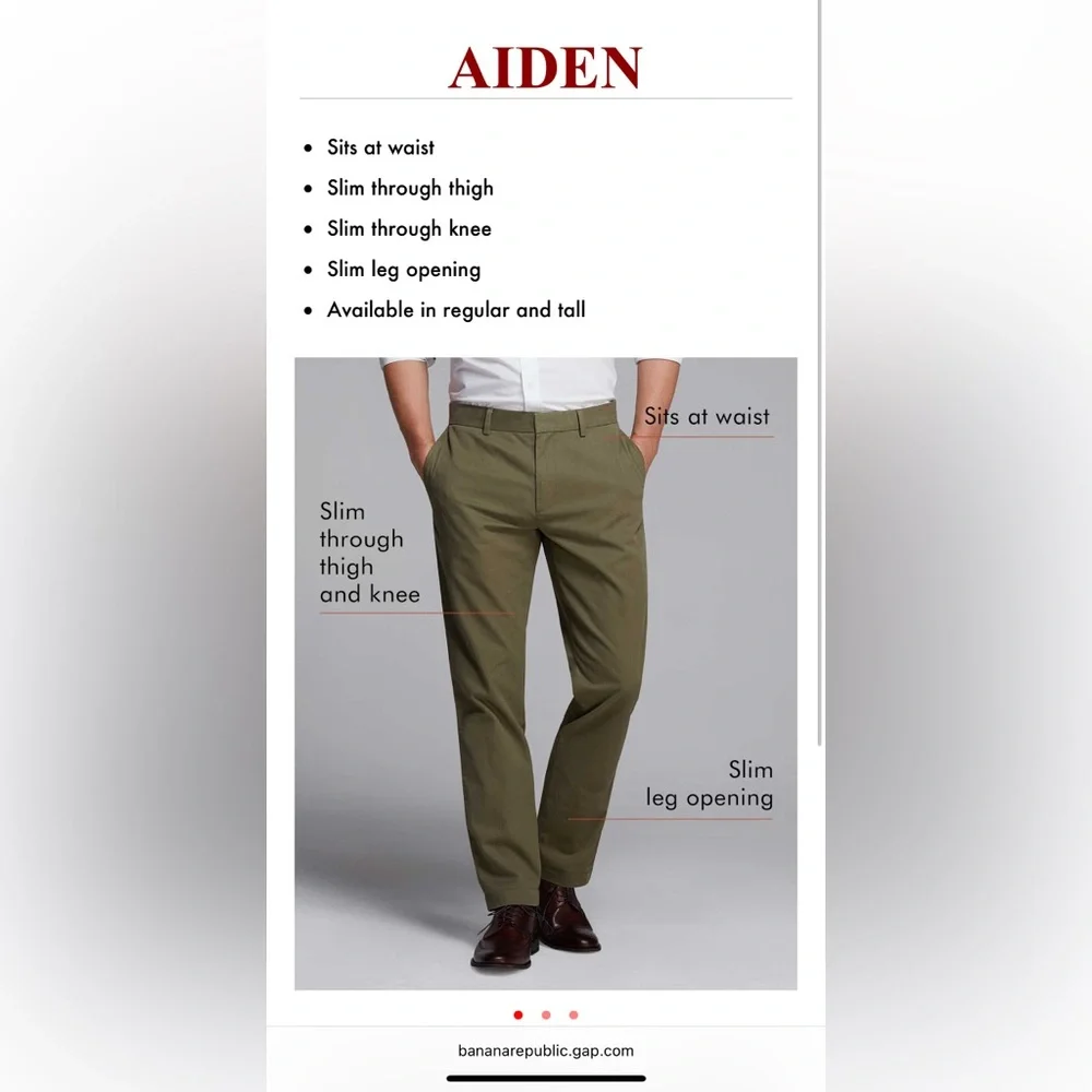 Banana Republic,‎ Aiden Slim Fit Pants, size 40x32 Dark Gray NWOT